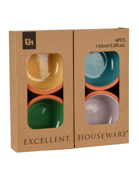 Set 4 cuencos para aperitivos de barro colores surtidos. 150ml ø10,4x4,2cm