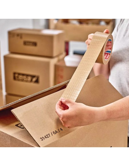 Tesapack paper con filamentos marron 25m x 50mm tesa