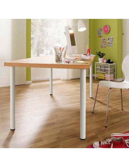 Pata regulable cilíndrica de acero en color blanco mod.406g. altura 71cm rei