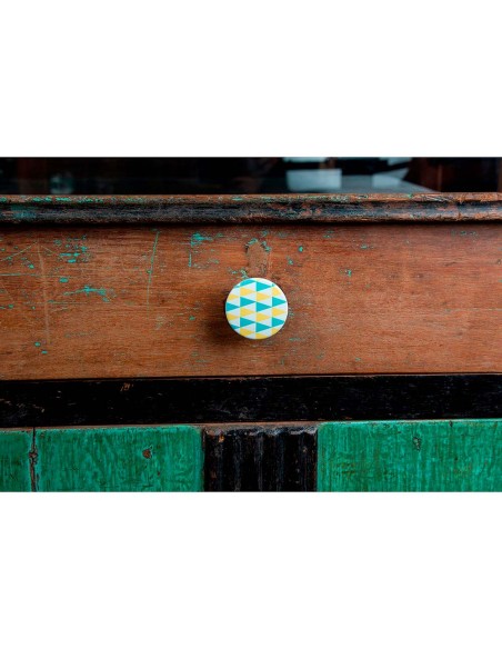 Blister con 4 pomos redondos para mueble fabricado en madera acabado azul mod. e223 ø38mm rei