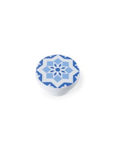 Blister con 4 pomos redondos para mueble fabricado en madera acabado azul mod. e242 ø38mm rei