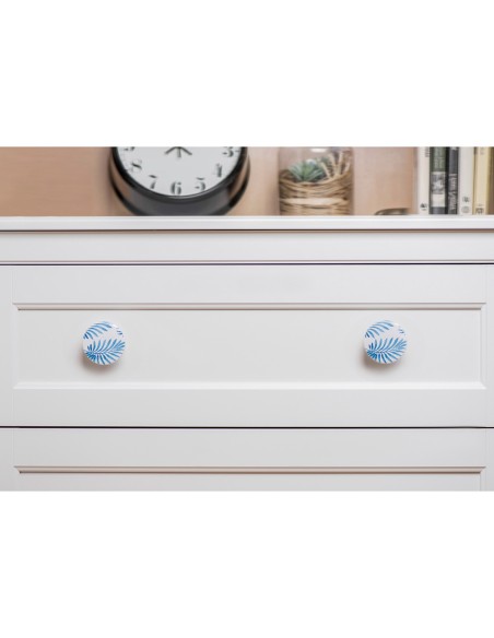 Blister con 2 pomos redondos para mueble fabricado en madera acabado azul mod. e295 ø38mm rei