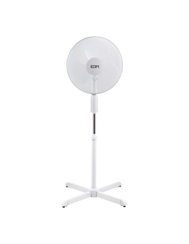 Ventilador de pie, blanco, potencia 45 w, aspas ø40 cm, altura regulable 110-130 cm