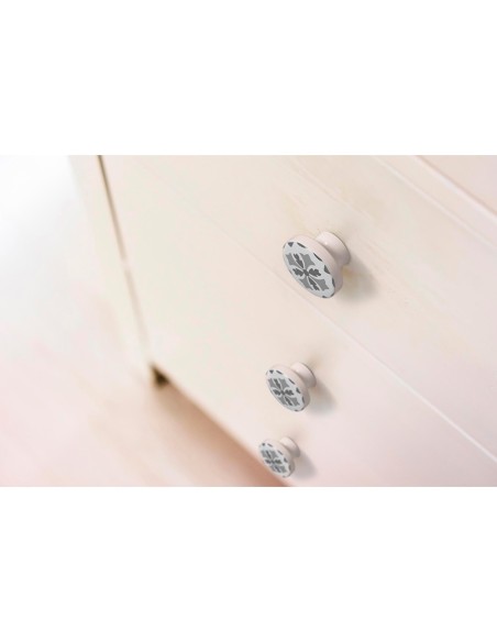 Blister con 4 pomos redondos para mueble fabricado en madera acabado gris mod. e243 ø38mm rei