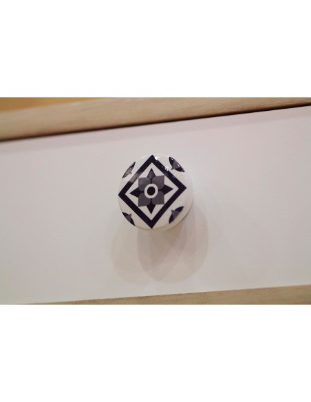 Blister con 4 pomos redondos para mueble fabricado en madera acabado gris mod. e244 ø38mm rei