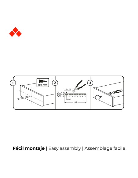 Blister con 4 pomos redondos para mueble fabricado en madera acabado rosa mod. e222 ø40mm rei