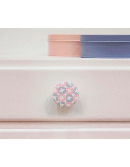 Blister con 4 pomos redondos para mueble fabricado en madera acabado rosa mod. e222 ø40mm rei