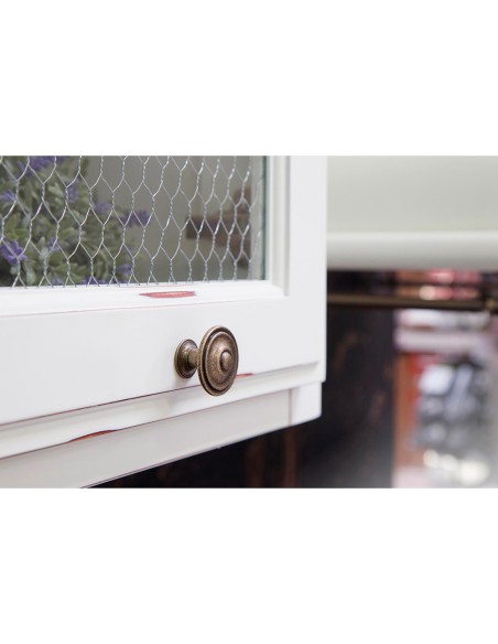 Blister con 4 pomos redondos para mueble fabricado en zamak acabado cuero viejo mod. 3110 ø35mm rei