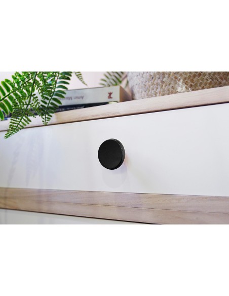 Blister con 2 pomos redondos para mueble fabricado en zamak acabado negro mate mod. 774 ø35mm rei