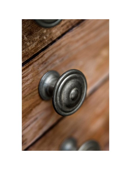 Blister con 4 pomos redondos para mueble fabricado en zamak acabado plata vieja mod. 3110 ø35mm rei