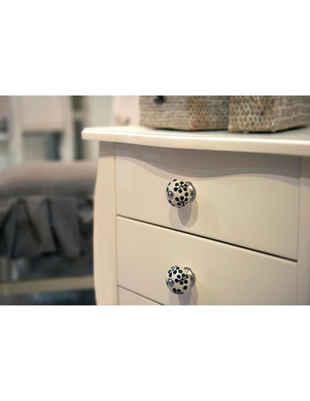 Blister con 4 pomos redondos para mueble fabricado en porcelana acabado flor azul mod. e506 ø40mm rei