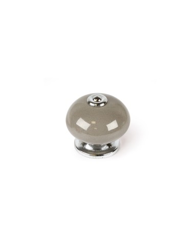 Blister con 4 pomos redondos para mueble fabricado en porcelana acabado gris mod. e517 ø40mm rei