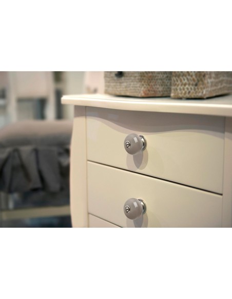 Blister con 4 pomos redondos para mueble fabricado en porcelana acabado gris mod. e517 ø40mm rei