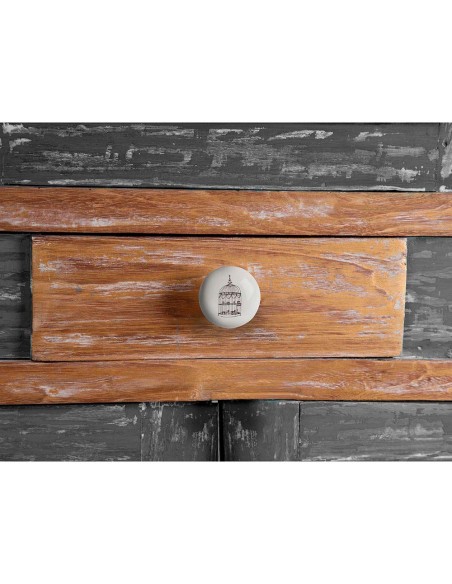 Blister con 4 pomos redondos para mueble fabricado en porcelana acabado ilustrado mod. e815 ø40mm rei