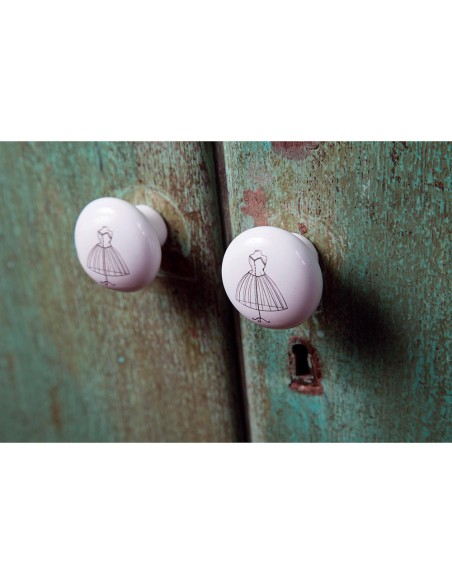 Blister con 4 pomos redondos para mueble fabricado en porcelana acabado ilustrado mod. e817 ø40mm rei