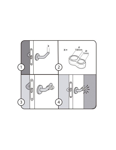 Pack 2 retenedores de puerta para colocación en manilla de plástico flexible transparente. mod. 8. rei
