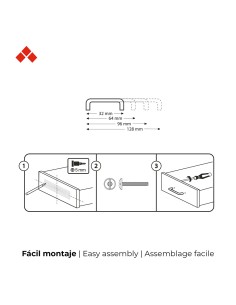 Blister con 4 tiradores de mueble tipo asa fabricado en zamak acabado níquel satinado mod. 153 entrepuntos 96mm rei 2
