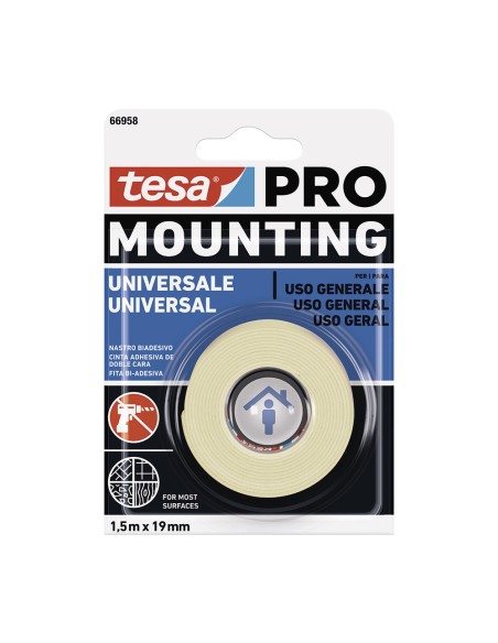 Cinta doble cara mounting pro universal. 1.5 m x 19 mm