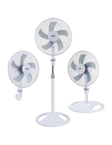 Ventilador 3 en 1, blanco, potencia 45w, aspas ø40 cm, altura regulable 107-133 cm