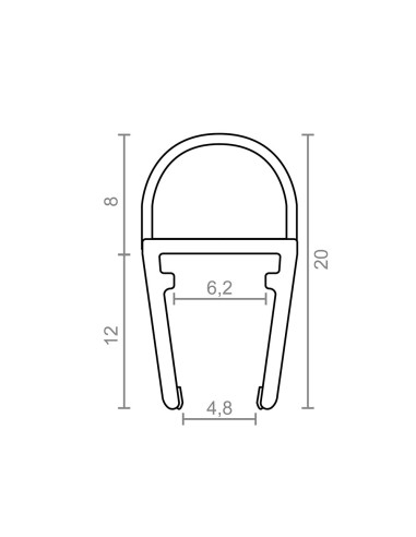 Perfil de burbuja para mampara pf3 10,2x20mm tr...