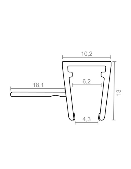 Perfil para mampara con junta de cruce 18mm pf5 28,2x13mm tr 18528 micel