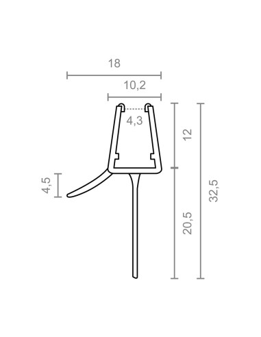 Perfil para mampara con vierteaguas 19,5mm pf6...