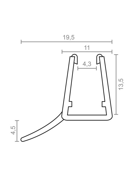 Perfil para mampara con vierteagua central pf7 9,5x18mm tr 18531 micel