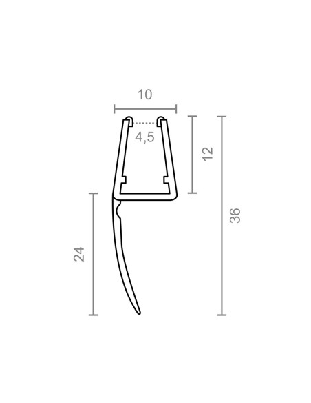Perfil para mampara con junta 23mm pf8 10,2x36mm tr 18532 micel