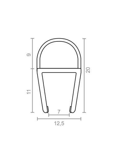 Perfil de burbuja para mampara pf3 12,5x20mm tr...