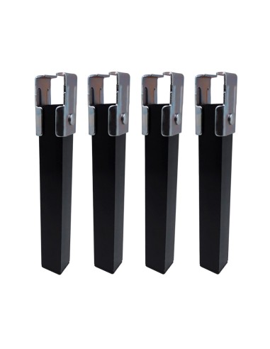 Juego de 4 patas de somier pt25 30x30x255mm sin rueda, negro 96400 micel