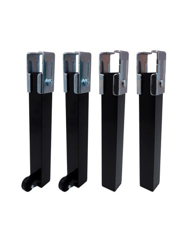 Juego de 4 patas de somier pt25 40x30x260mm con ruerda, negro 96405 micel