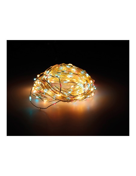 Guirnalda micro led extra dense dorado-multicolor parpadeante 14m 567 leds cable plata