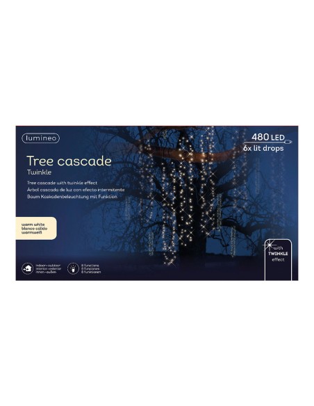 Cortina cascada ideal para árboles con 8 funciones 200cm 480 leds