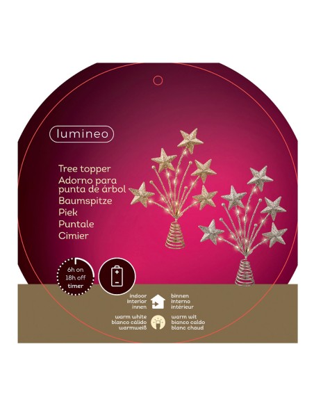 Adorno para copa árbol de navidad estrella 5x21x31cm 12 leds colores surtidos