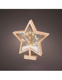 Estrella de madera con microleds 4x26x28cm 25 leds