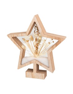 Estrella de madera con microleds 4x26x28cm 25 leds 2