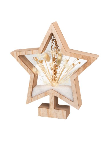 Estrella de madera con microleds 4x26x28cm 25 leds