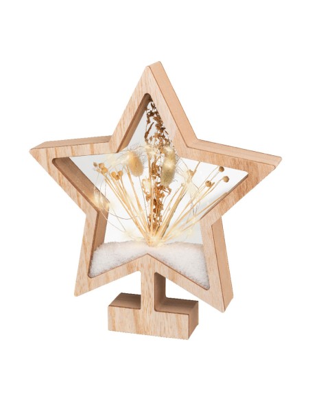 Estrella de madera con microleds 4x26x28cm 25 leds