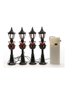 Farolas para escenas navideñas set de 4 ø2,5x12cm 4 leds