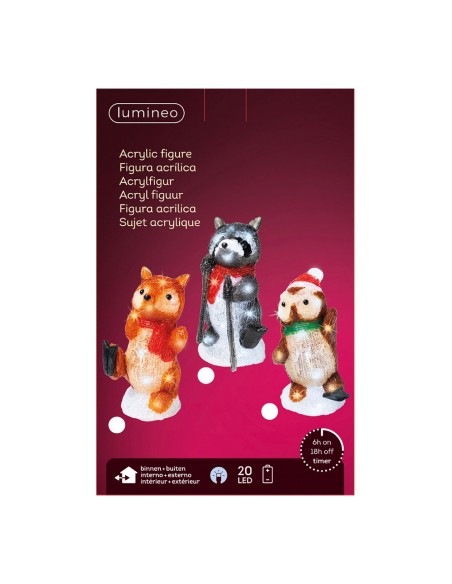 Figuras de animales acrilicas led para exterior 13x10x24cm 20 leds modelos surtidos