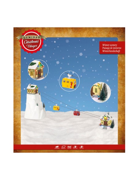 Escena navideña aventuras en la nieve 31,5x32,5x53cm 16 leds