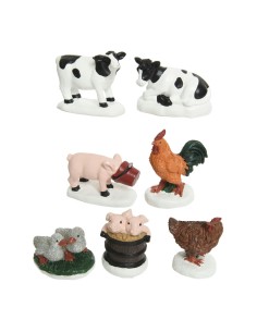Blister de 7 figuras animales de granja de poliresina