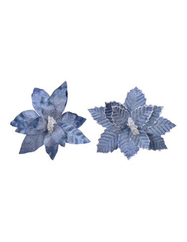 Flor de pascua azul de poliester efecto congelado ø34x6cm colores/modelos surtidos