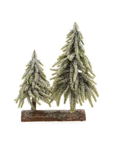 Set de dos mini arboles en base de madera 28x16x28cm