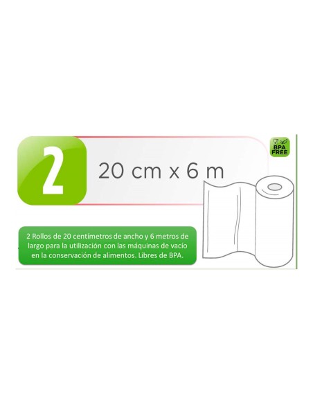 Rollos de conservación al vacío 20 x 600 cm, 2 uds