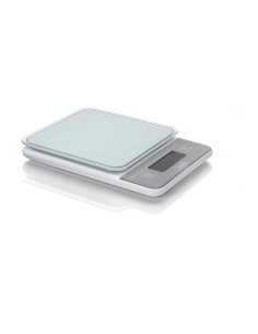 Báscula electronica de cocina, máximo 5kg. blanca con batería recargable