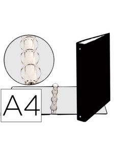 Carpeta de 4 anillas 30 mm redondas dina4 forrada negra 2