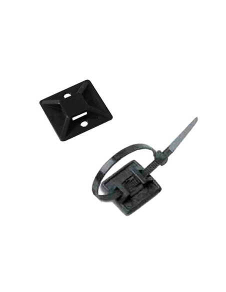 Pack 100 unid. base de anclaje adhesiva para bridas 3,6mm negra