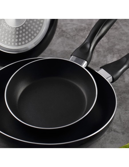 Set 3 sartenes aluminio prensado apto para inducción navy black ø16 / ø20 / ø24 cm