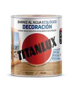 Barniz al agua ecológico decoración incoloro mate 0,250l titanlux m22100014